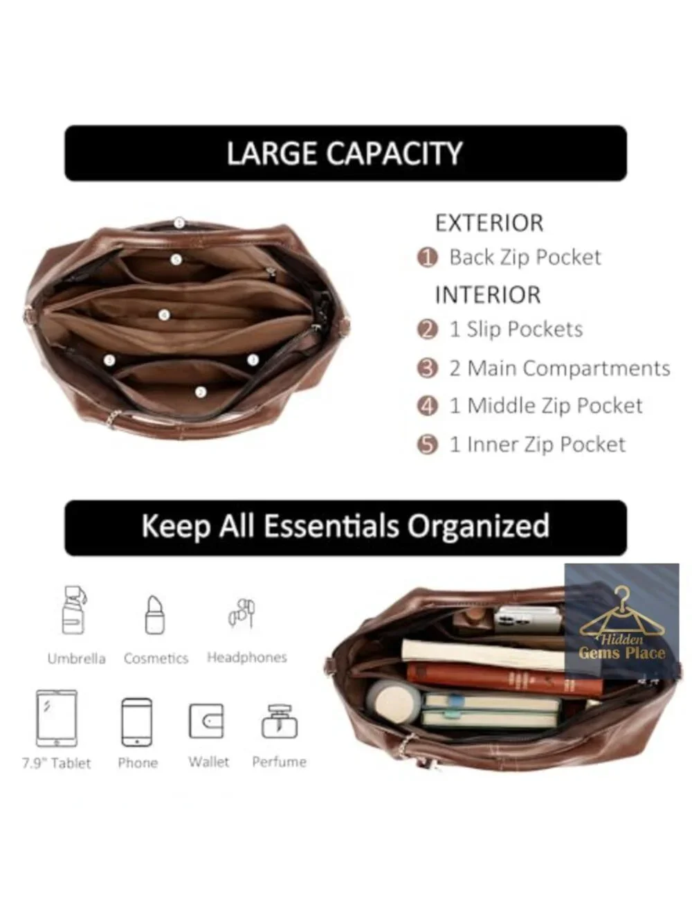 Medium Vegan Leather Satchel Crossbody Hobo Bag with Detachable Strap